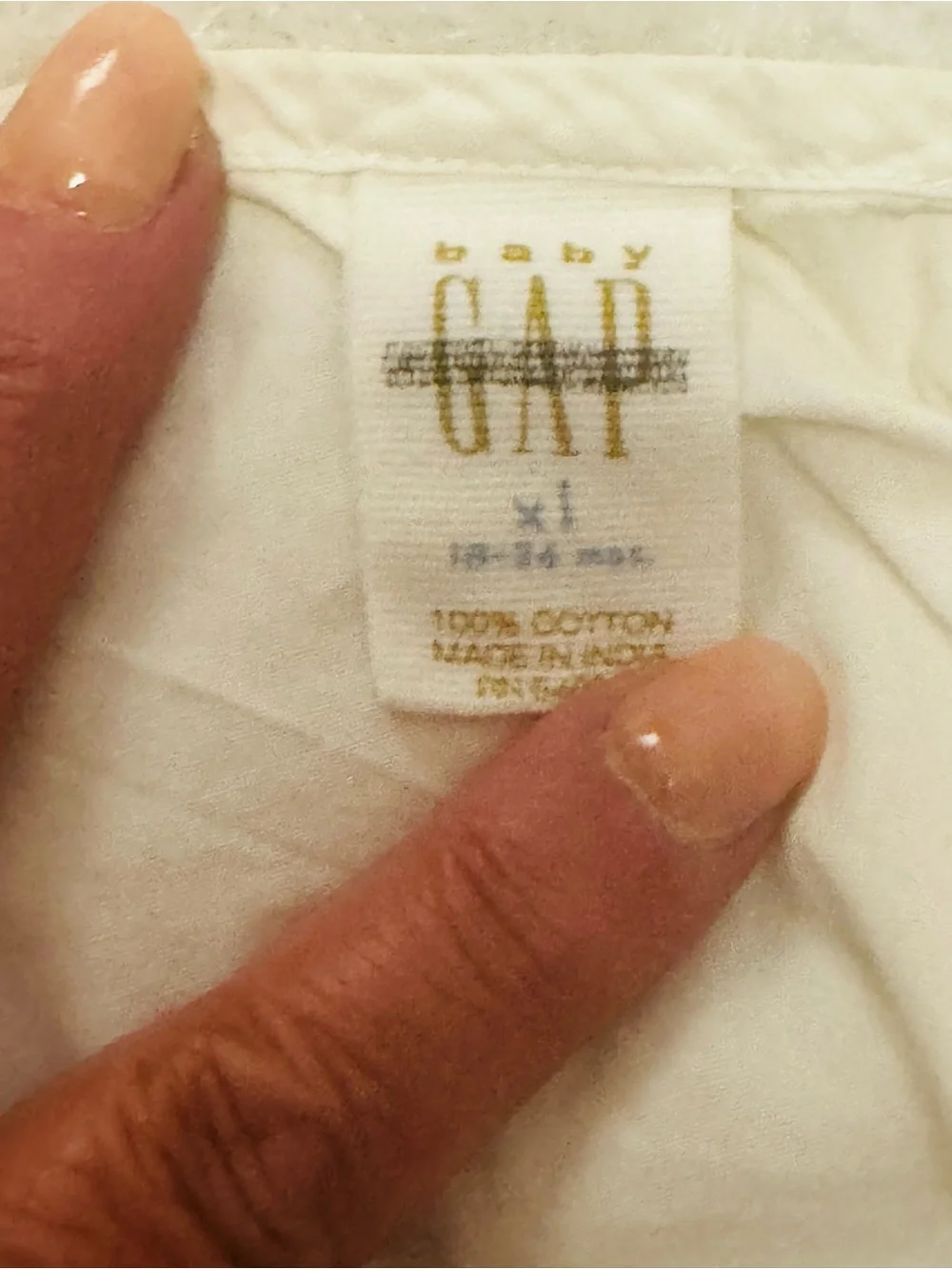 GAP White Baby Cotton Top with Gold Logo Tag